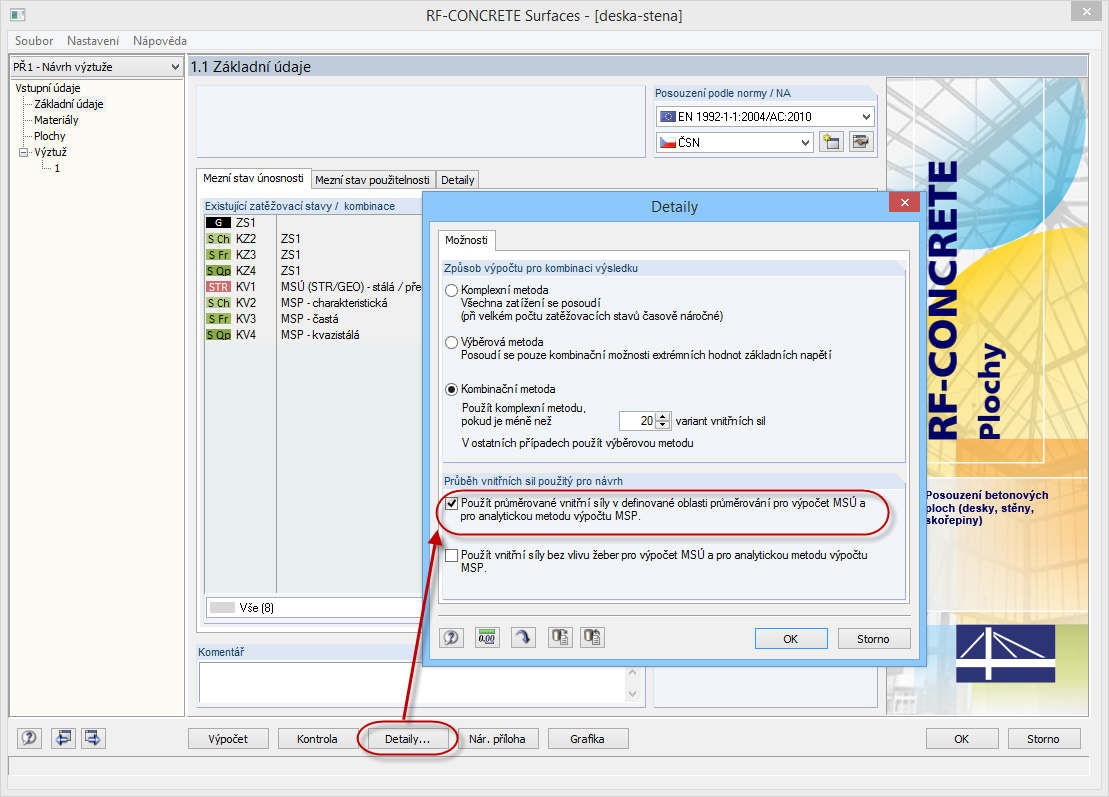 Posouzení s průměrovanými vnitřními silami