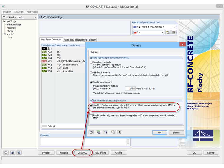 Posouzení s průměrovanými vnitřními silami