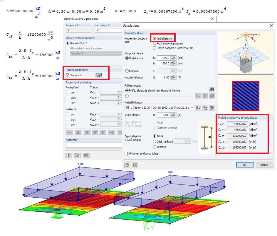 Výpočet sloupových pružin