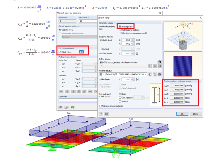 Výpočet sloupových pružin