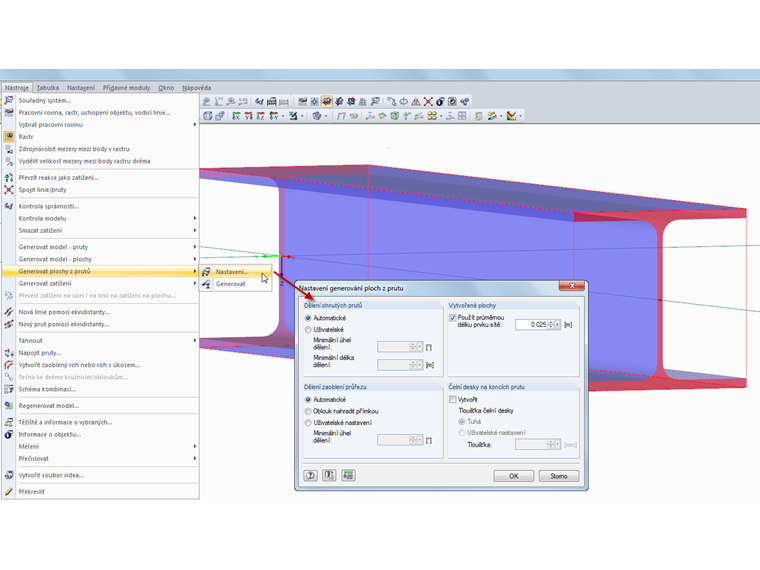 Vygenerovat plochy z prutu