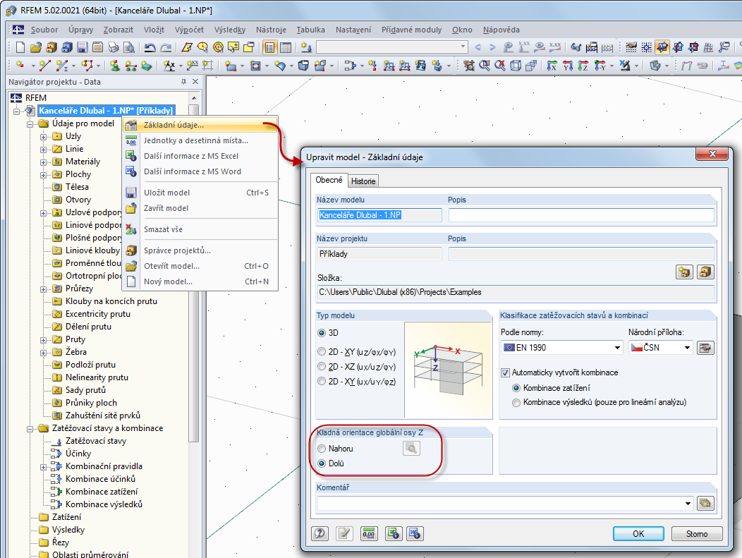 Dodatečné změny globálního souřadného systému
