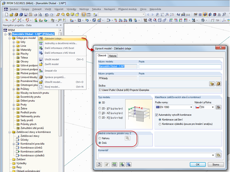 Dodatečné změny globálního souřadného systému