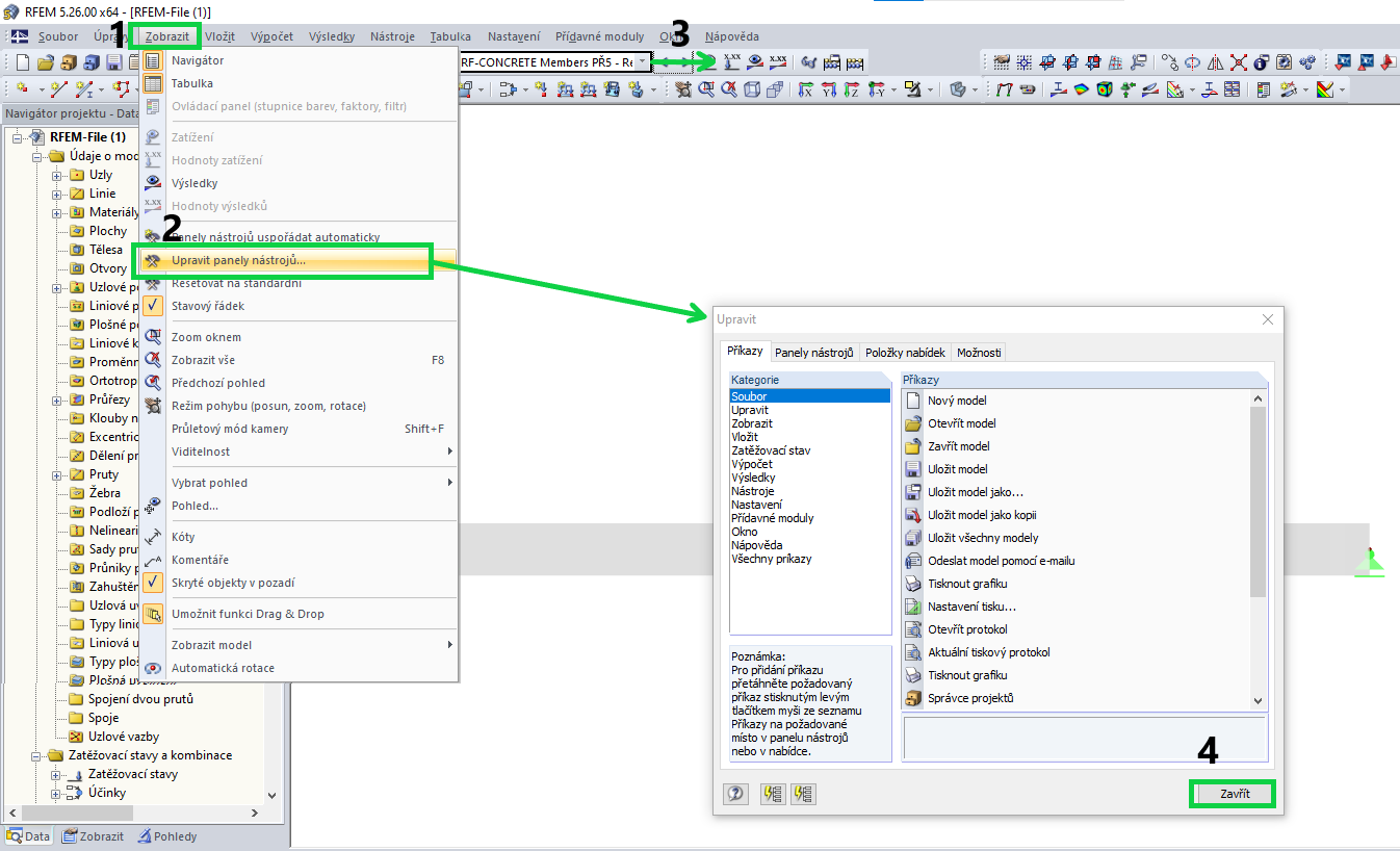 Vylepšení zobrazení v panelu nástrojů