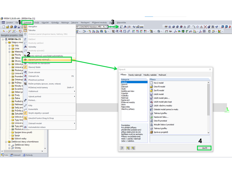 Vylepšení zobrazení v panelu nástrojů