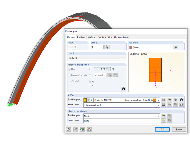 Modelování průvlaků v konstrukcích z křížem lepeného dřeva pomocí žeber