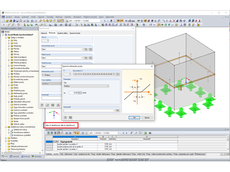 Modelování betonové šachty s kolíky přenášejícími smykové síly