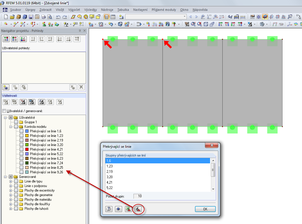 Export překrývajících se linií