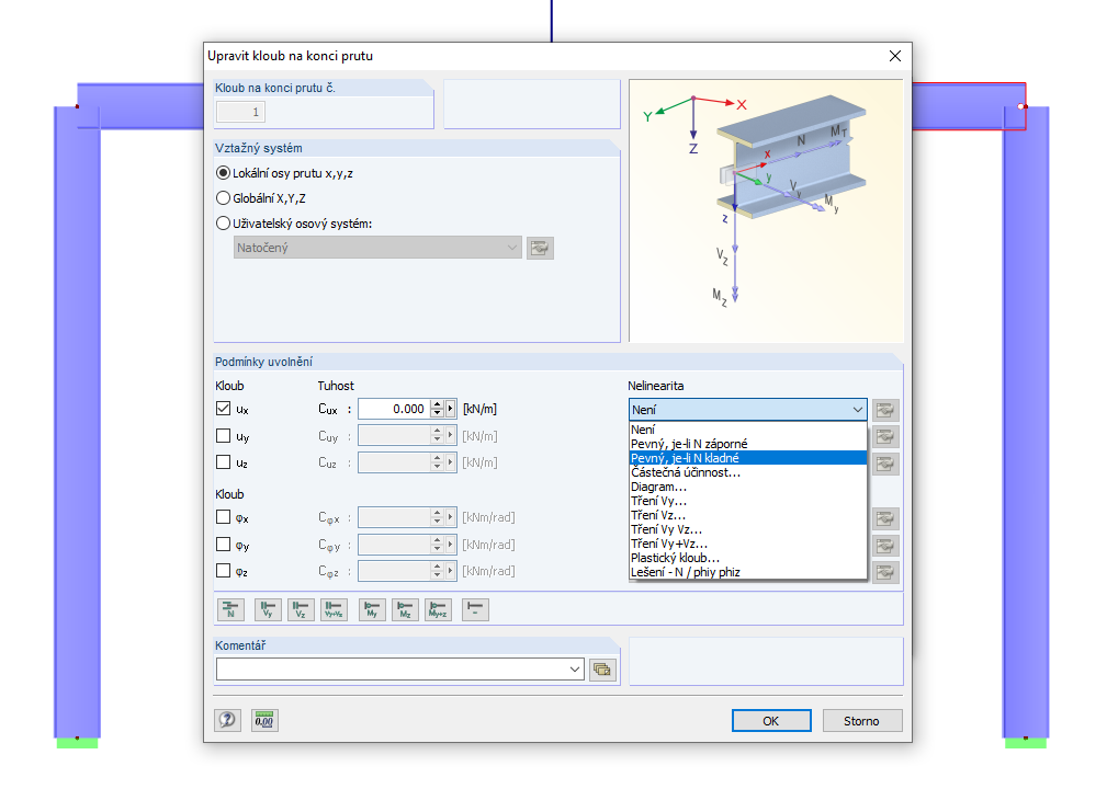 Kloub s uvolním pro tlakové síly