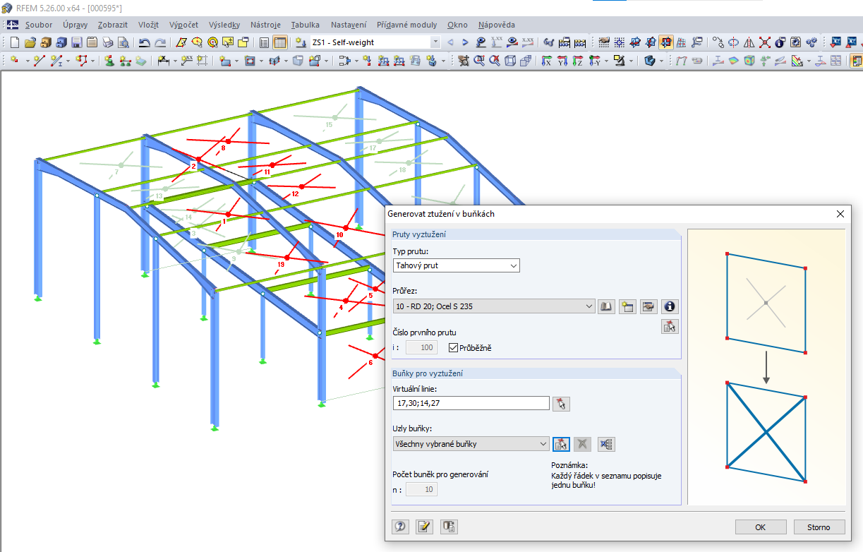 Generovat ztužení v buňkách