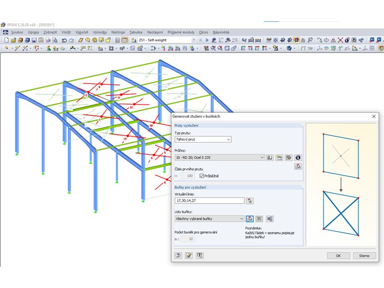Generovat ztužení v buňkách