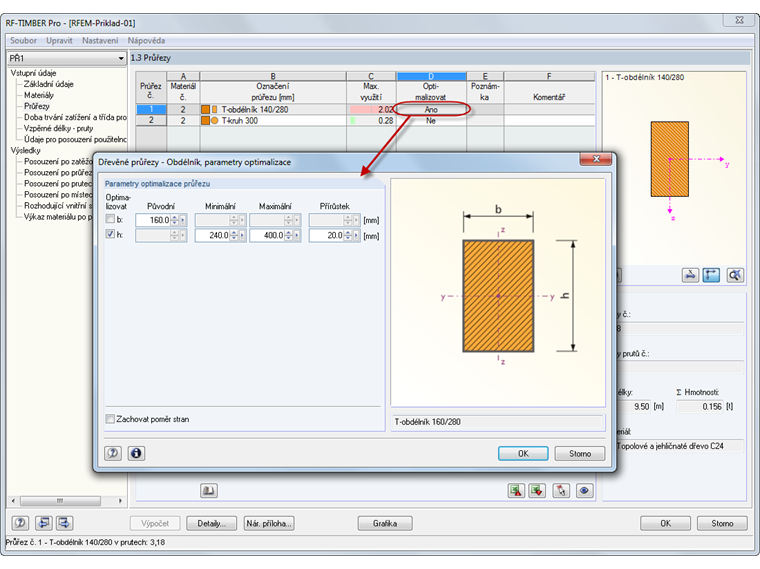 Optimalizace průřezů
