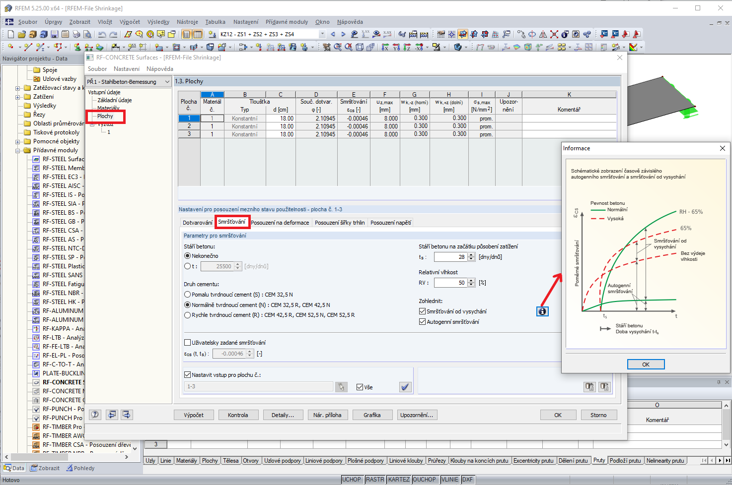 Zohlednění smršťování