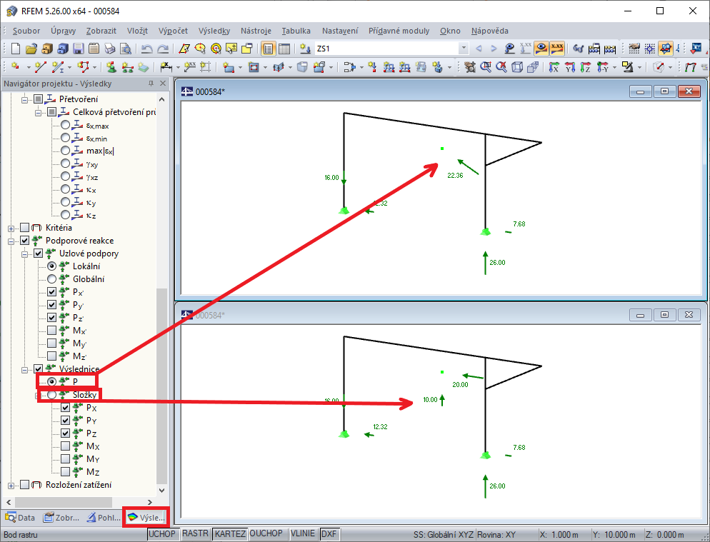 Výslednice podporových sil