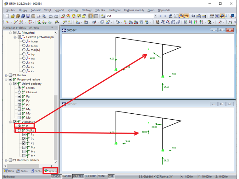 Výslednice podporových sil