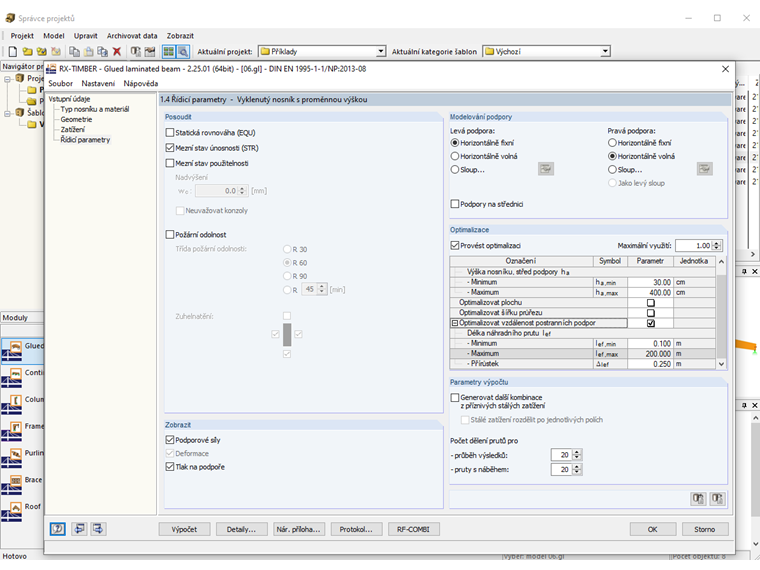 Optimalizace postranních podpor proti klopení
