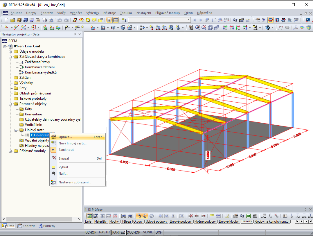 Pomocný objekt "Liniový rastr"