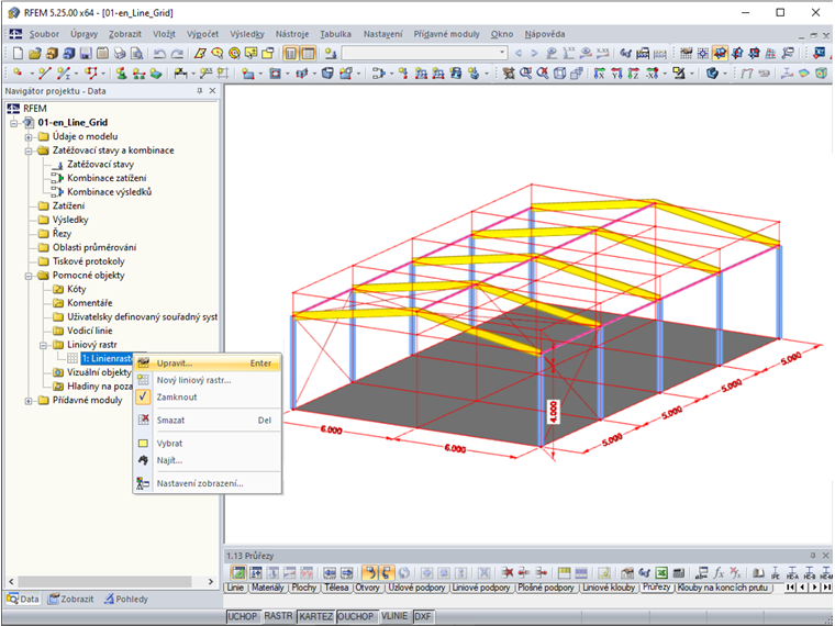 Pomocný objekt "Liniový rastr"