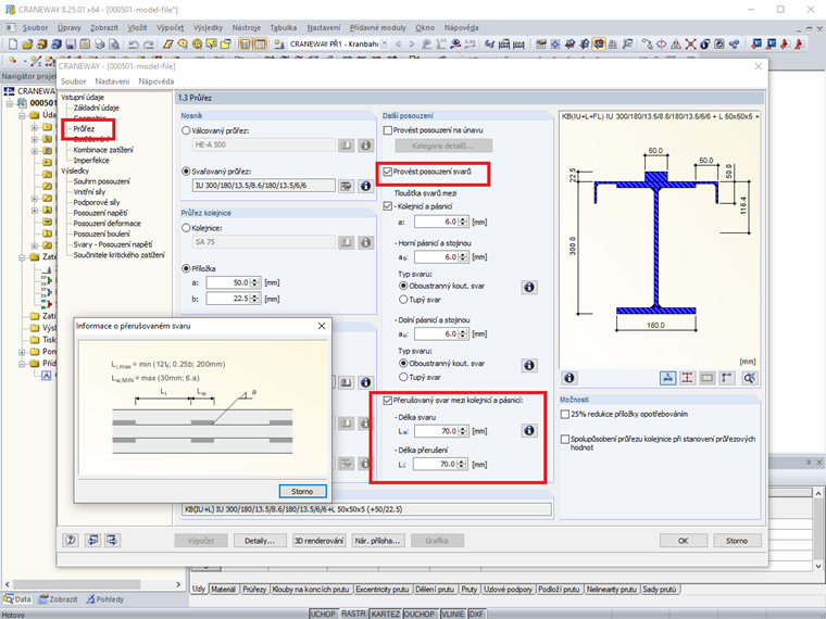 Zadání přerušovaného svaru