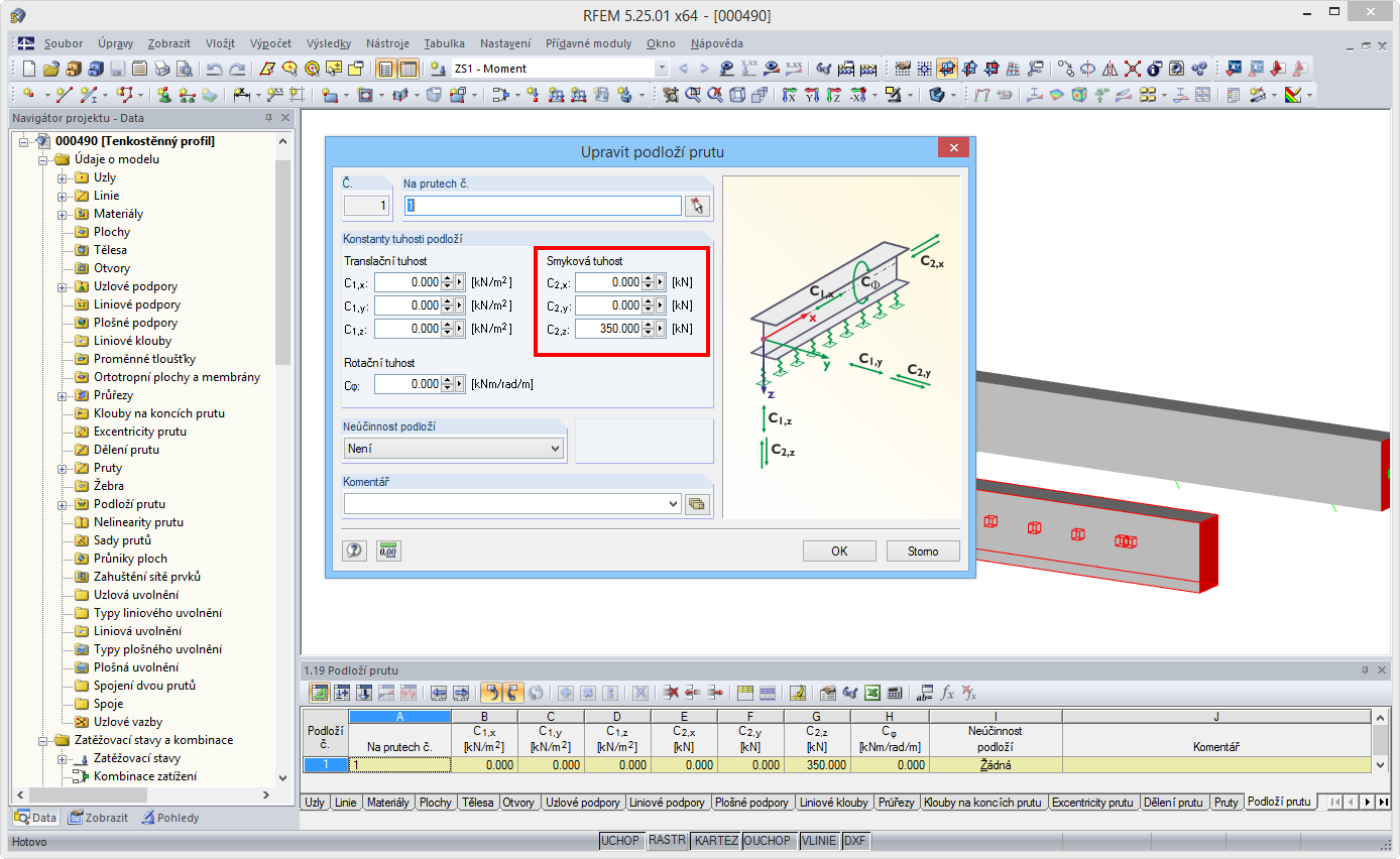Zadání smykových tuhostí