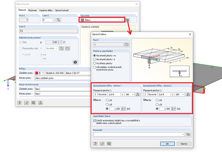 Vysvětlení definice spolupůsobící šířky u deskového nosníku