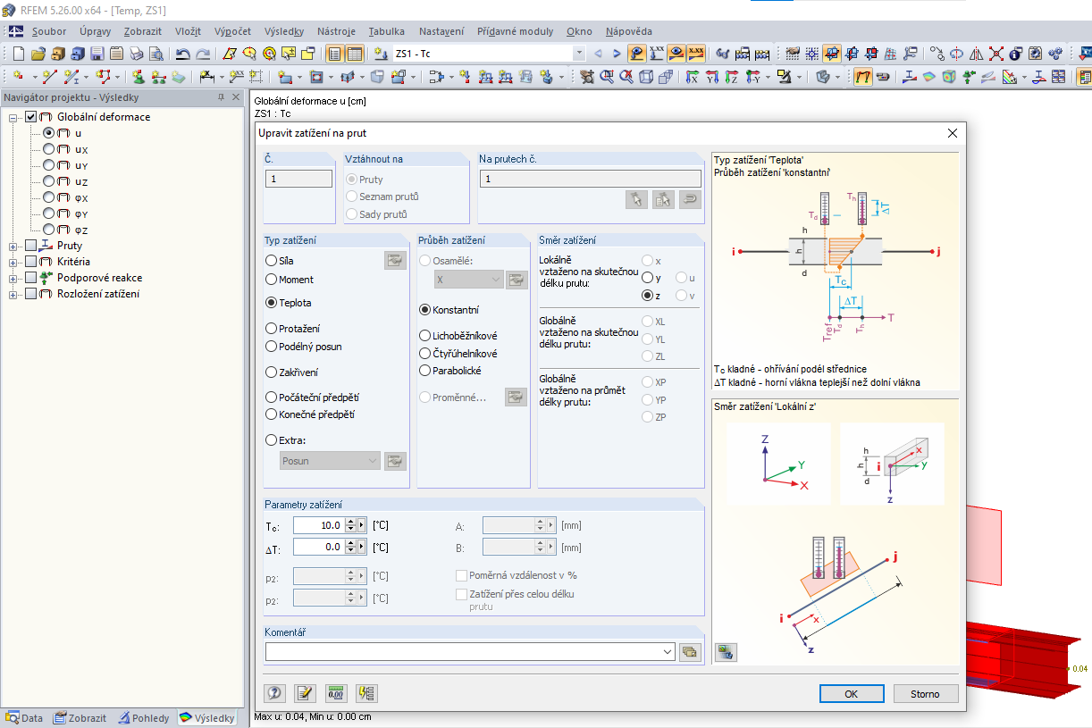 Modelování tepelné roztažnosti při zadání absolutních teplot