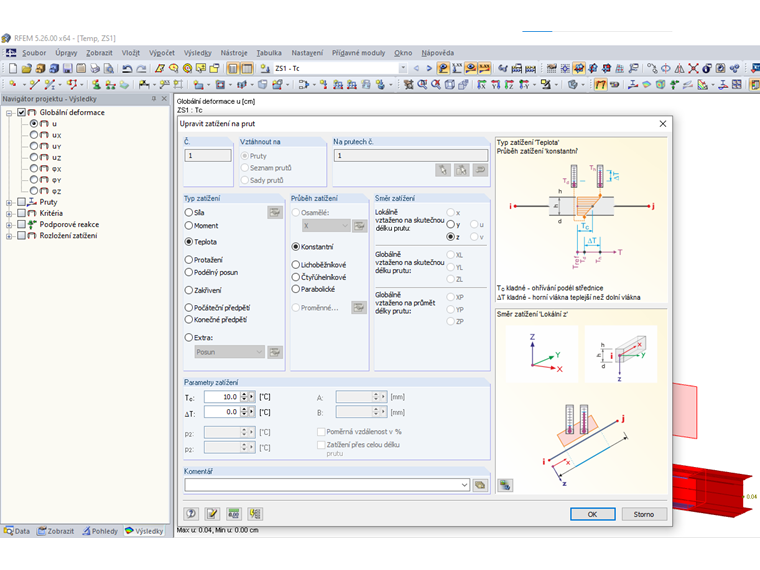 Modelování tepelné roztažnosti při zadání absolutních teplot