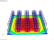 Podlahová deska zatížená regálovým systémem