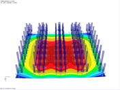 Podlahová deska zatížená regálovým systémem