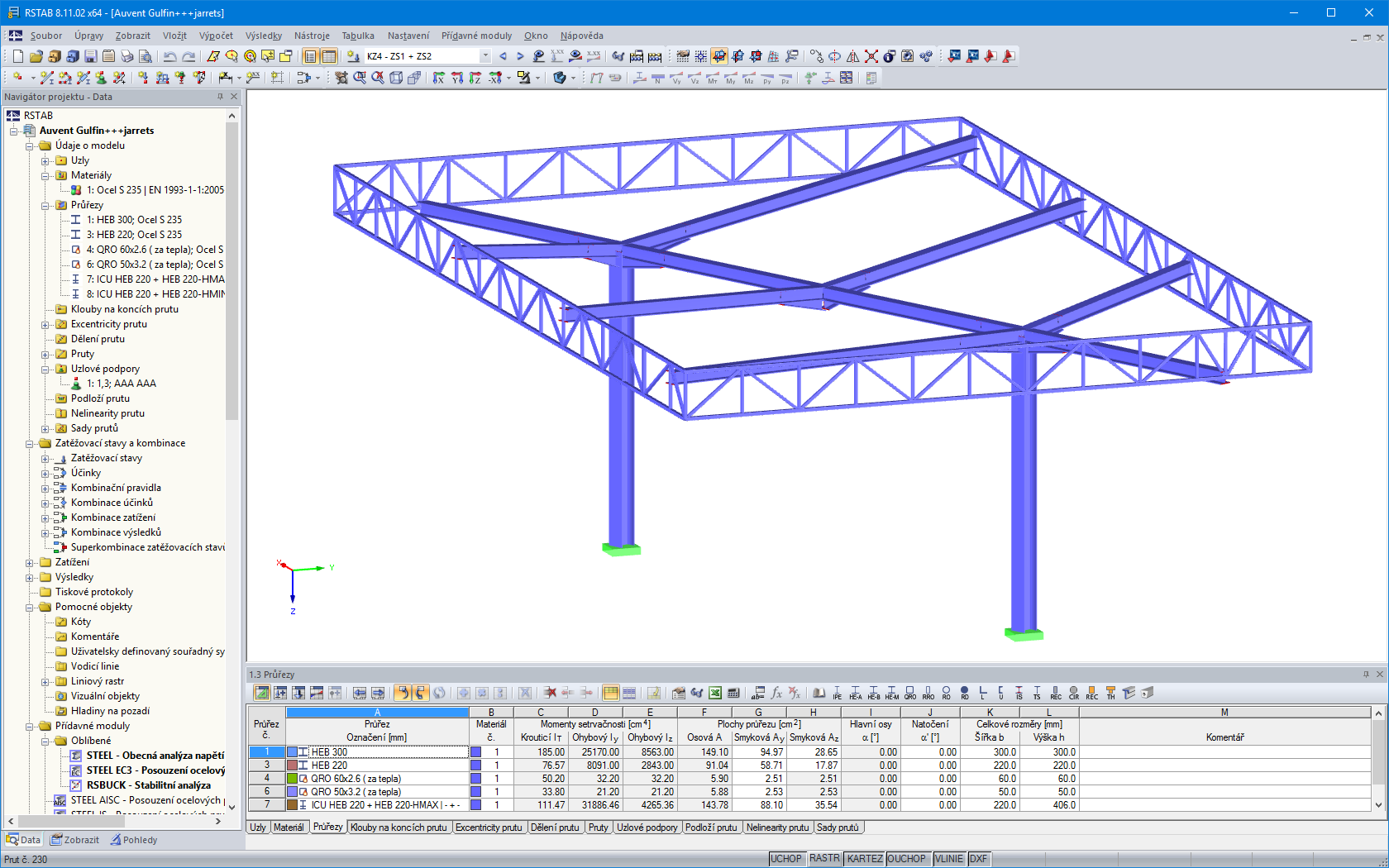 Modell der Überdachung in RSTAB