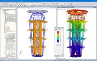 Model konstrukce Ester Tower v programu RFEM