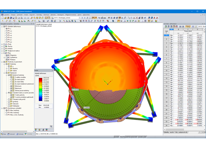 Draufsicht der seismischen Deformation in RFEM