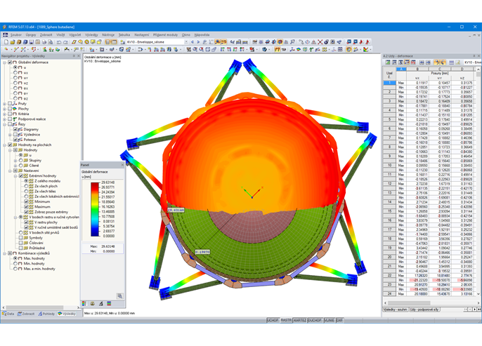 Draufsicht der seismischen Deformation in RFEM