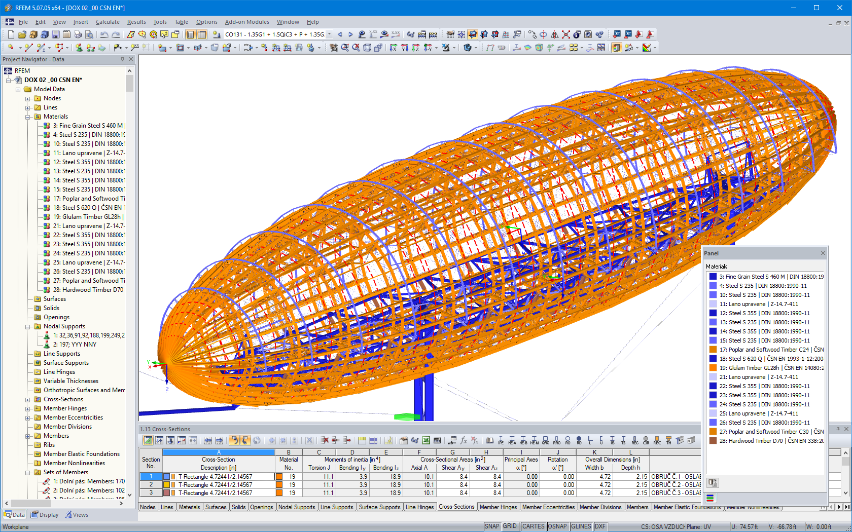 RFEM model vzducholodi ze dřeva a oceli (© Ing. Šrůtek)