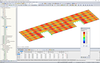 Darstellung der Schnittgrößen der Brettsperrholz-Deckenplatten im RFEM-Modell © Fast + Epp
