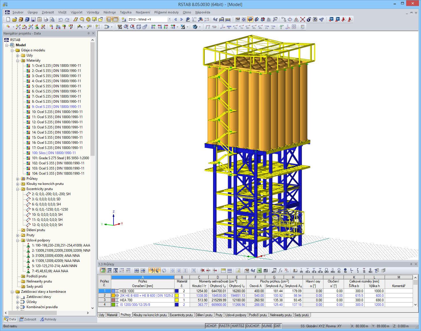 3D-Modell der Tragkonstruktion des Trockenmischwerkes in RSTAB (© Dietz Würtele)