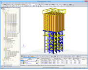 3D-Modell der Tragkonstruktion des Trockenmischwerkes in RSTAB (© Dietz Würtele)