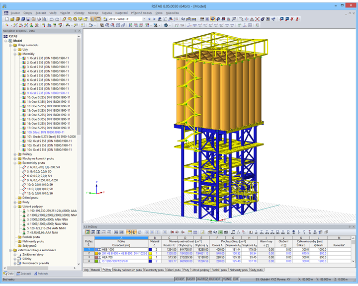 3D-Modell der Tragkonstruktion des Trockenmischwerkes in RSTAB (© Dietz Würtele)