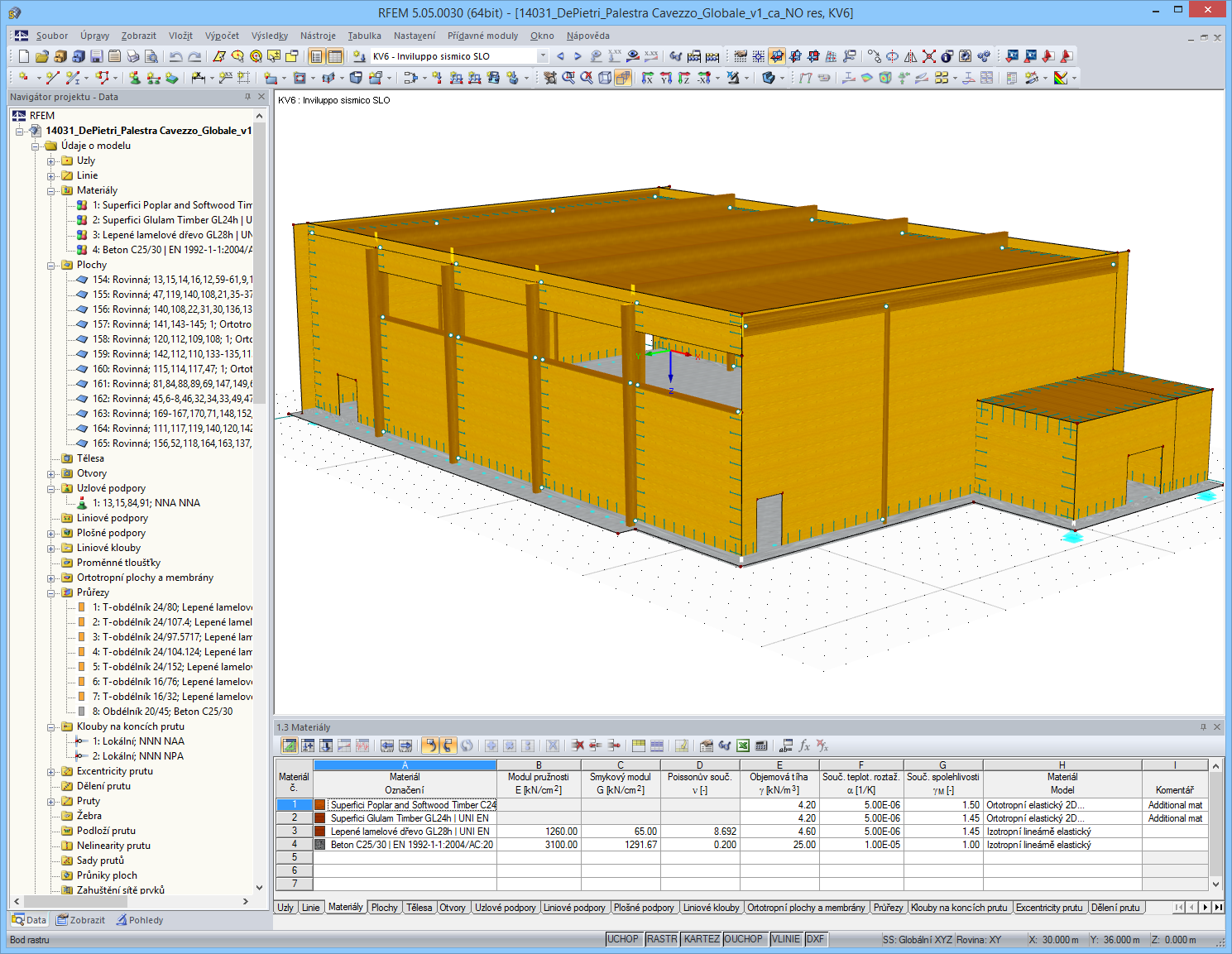 3D model tělocvičny v programu RFEM (© Studio Ergodomus)
