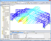 3D model protihlukového hangáru se zobrazenými deformacemi (© WTM Engineers GmbH)