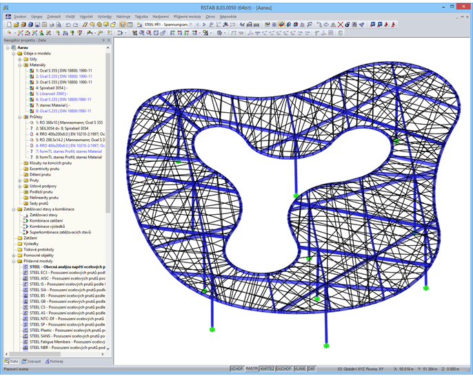 3D model autobusového nádraží v programu RSTAB (© formTL)