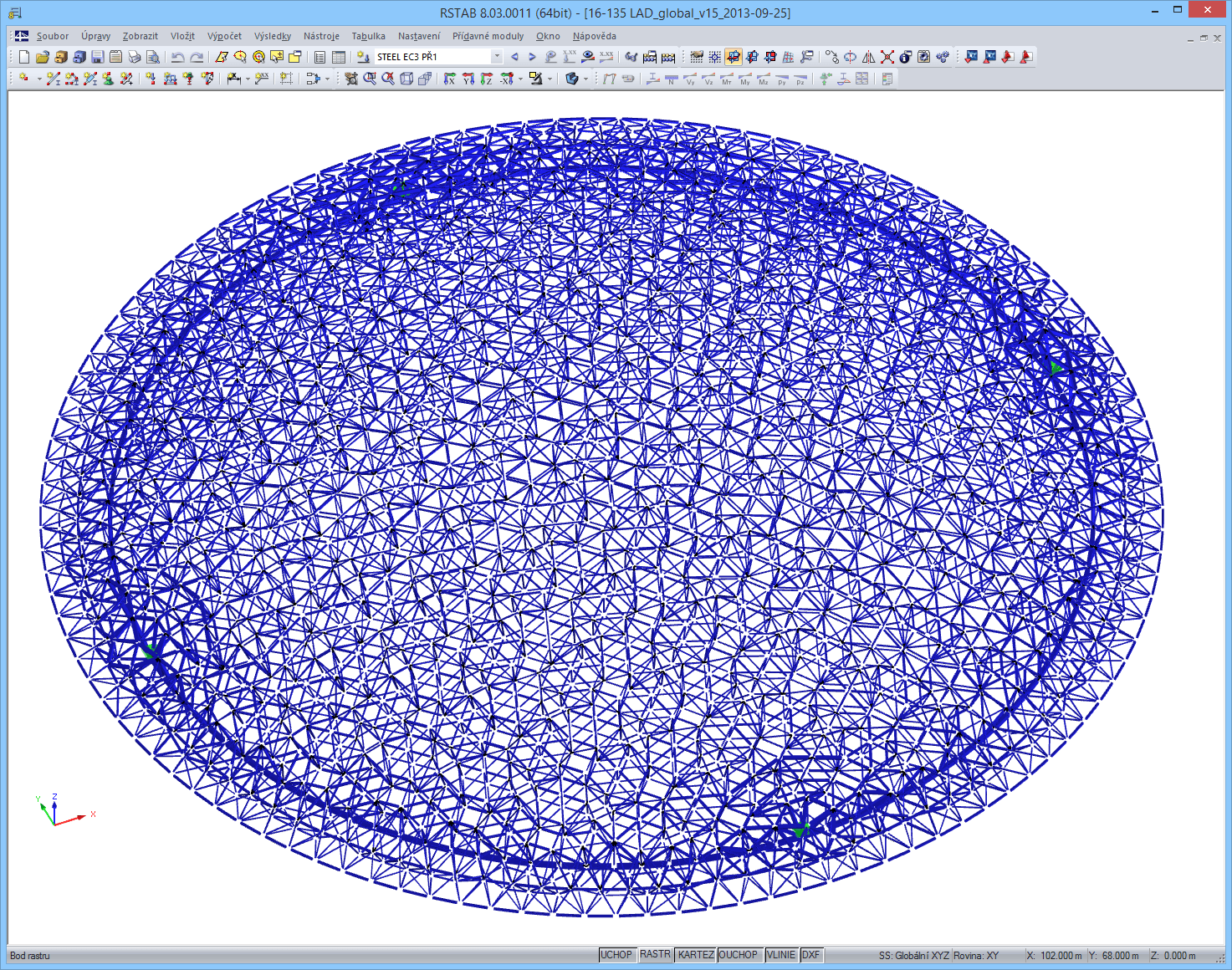 Räumliches Modell der Kuppel des Louvre Abu Dhabi in RSTAB (© Waagner-Biro)