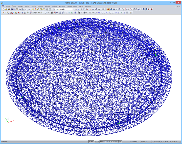 Räumliches Modell der Kuppel des Louvre Abu Dhabi in RSTAB (© Waagner-Biro)