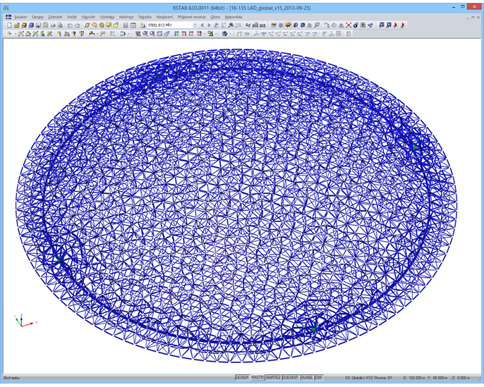 Räumliches Modell der Kuppel des Louvre Abu Dhabi in RSTAB (© Waagner-Biro)