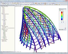 Statisches Modell mit Verformungsbild einer Turmspitze in RFEM (© Werner Sobek Stuttgart)
