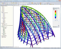 Statisches Modell mit Verformungsbild einer Turmspitze in RFEM (© Werner Sobek Stuttgart)