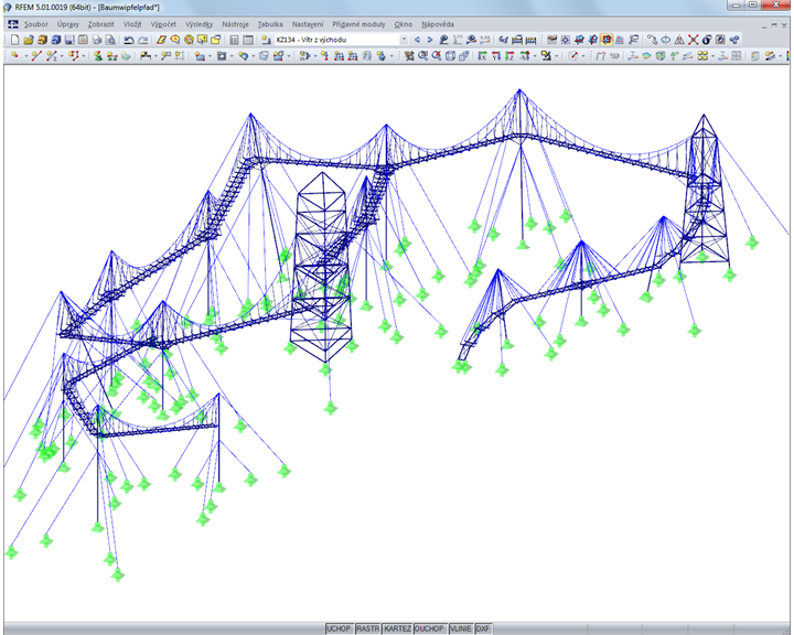 Celý model konstrukce v programu RFEM (© Meyer+Schubart)