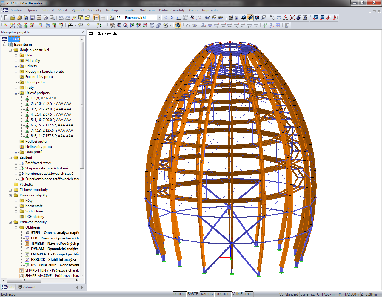 Gesamtstruktur des Baumturmes in RSTAB (© WIEHAG)