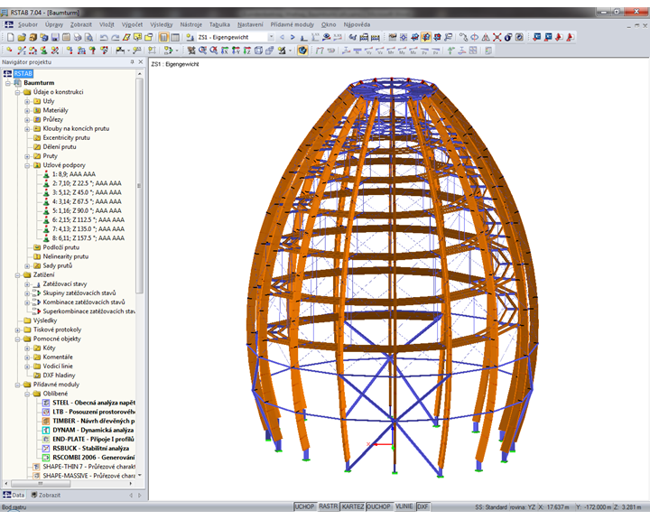 Gesamtstruktur des Baumturmes in RSTAB (© WIEHAG)