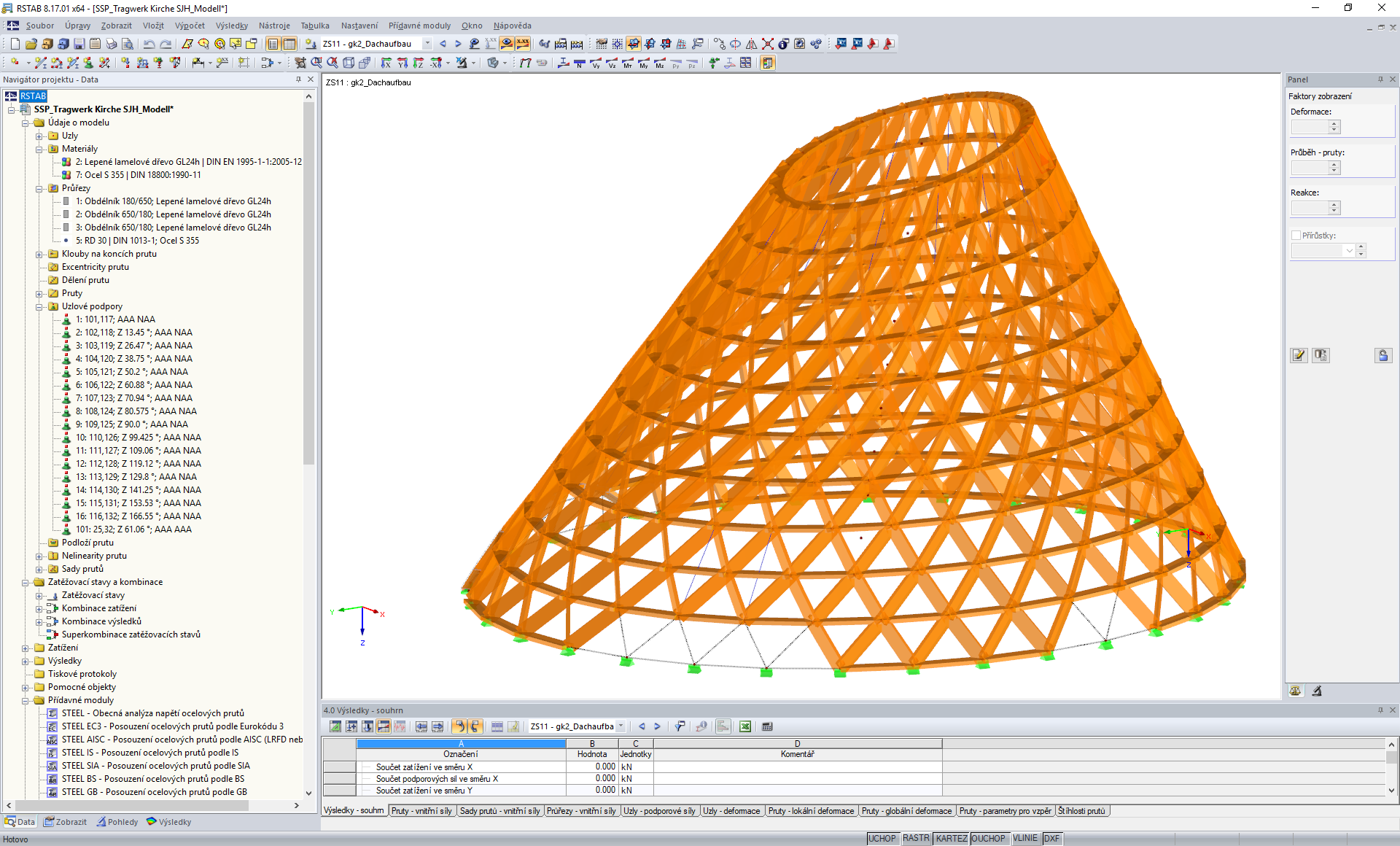 RSTAB-Modell der Pfarrkirche St. Josef in Holzkirchen (© Sailer Stepan Partner GmbH)